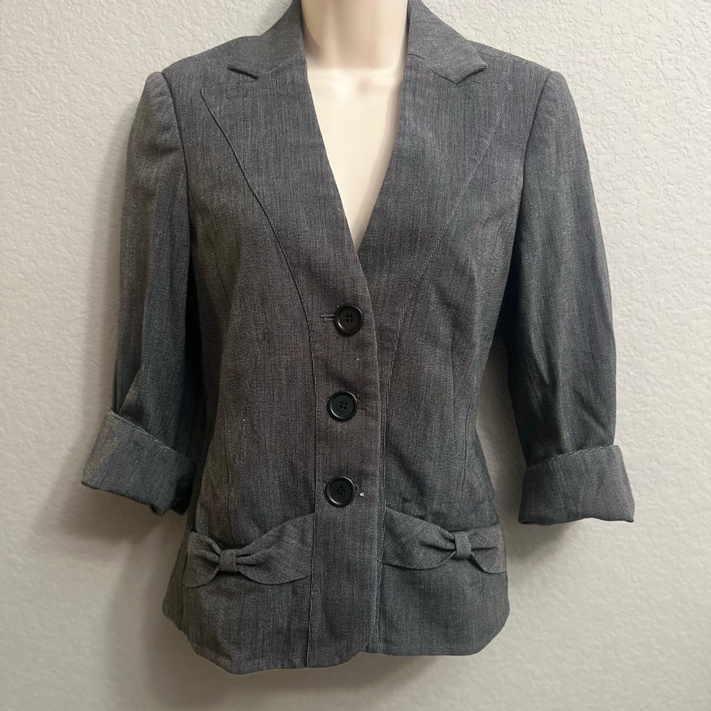 Max Studio Charcoal Blazer with Bow Details